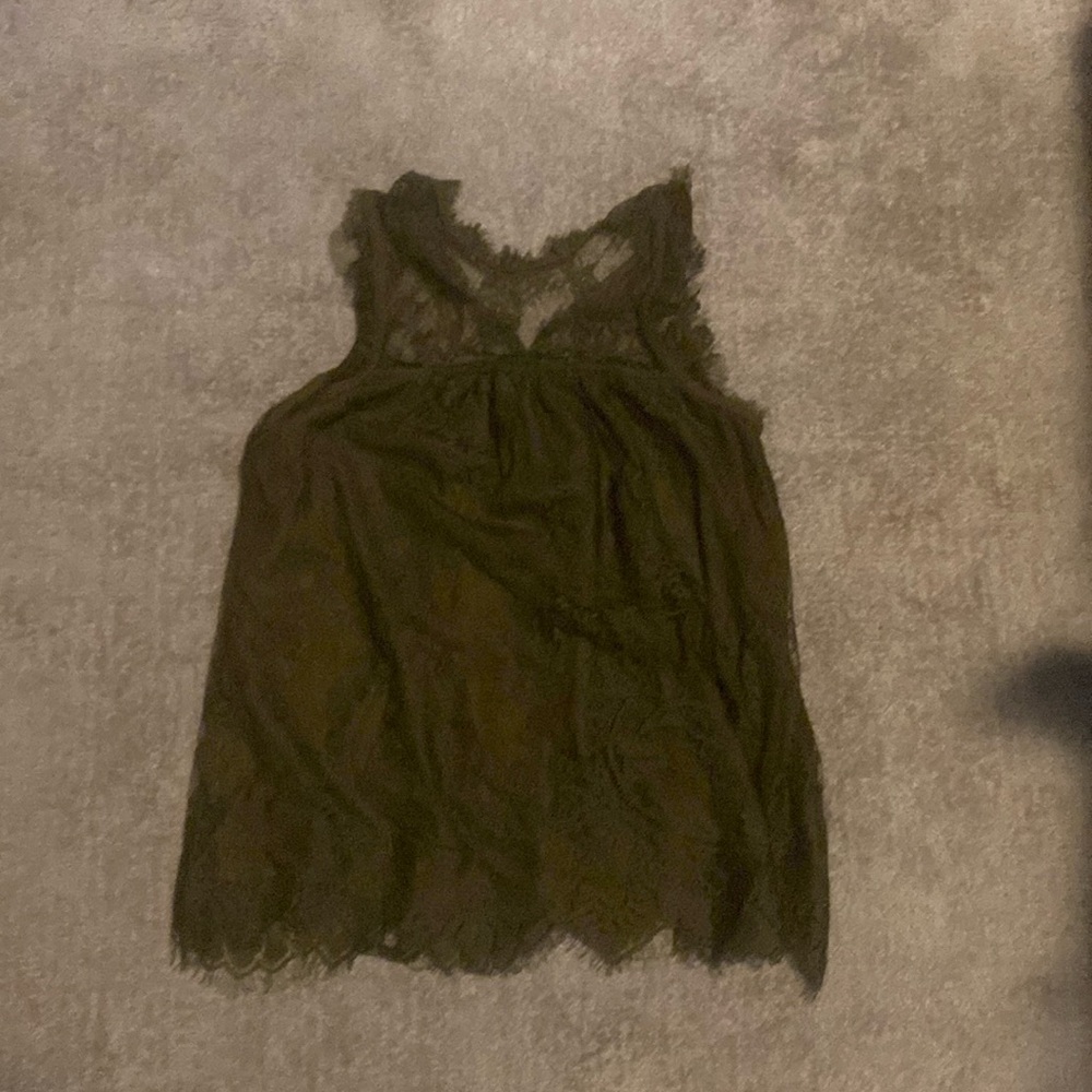 Lace Dark Green Tank Blouse